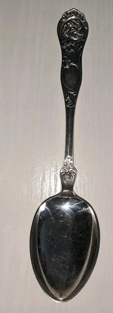 DAVID ANDERSEN ANTIQUE SILVER SERVING SPOON 8in  Monogramed OLE Dated 7/04/1918