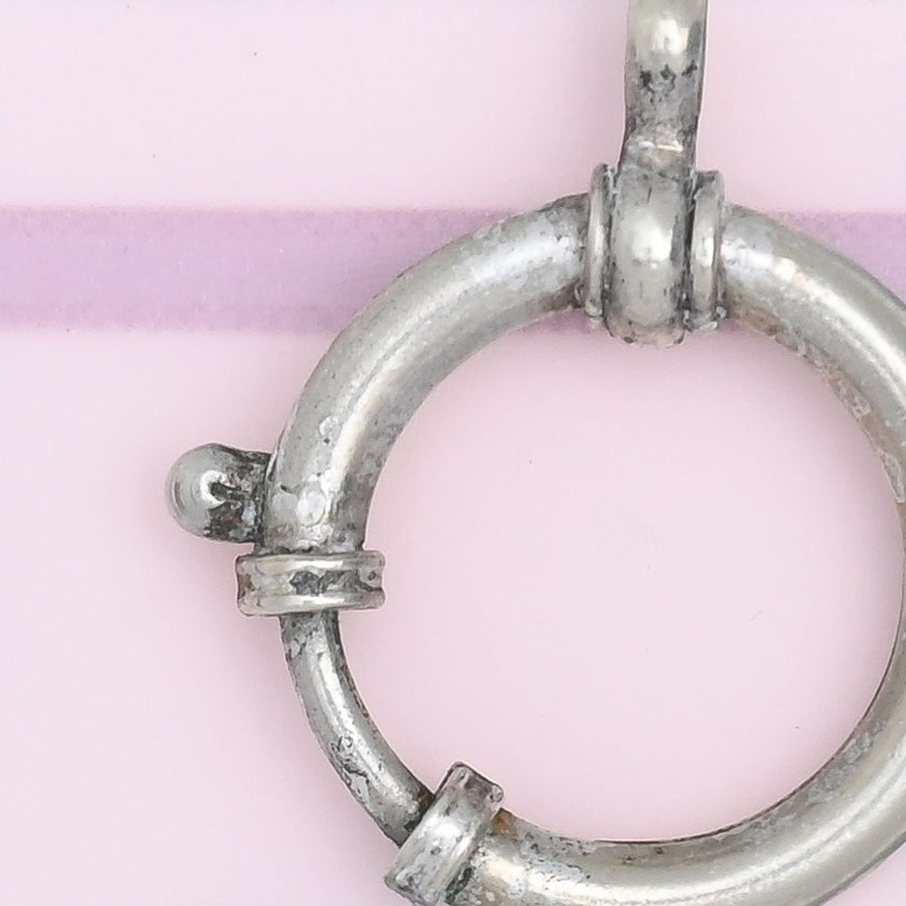 Antique Victorian Silver LARGE Spring Ring Clasp for Charm Pendant