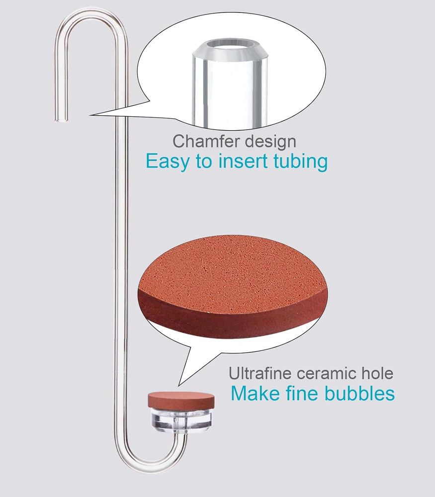 Acrylic CO2 Diffuser for Aquarium Planted Tank, Hooked Version-20Cm