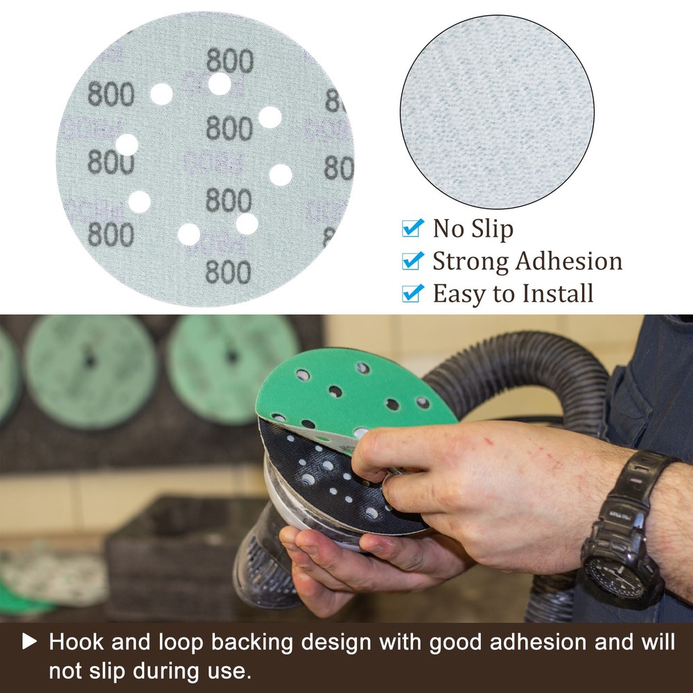 25pcs Sanding Discs 5 Inch 8-Hole 800 Grit Hook & Loop Discs