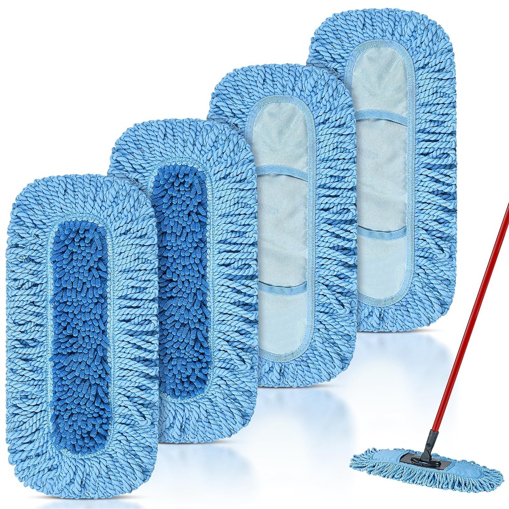 4 Pack Reusable Dust Mop Heads Compatible with O-Cedar Dual-Action Microfiber...