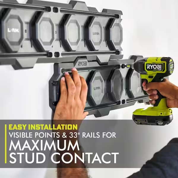 RYOBI Wall Rails LINK Storage System 2 Pack Garage Organizer Heavy Duty Track