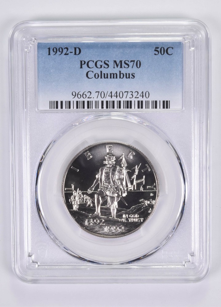 1992 -D MS70 Columbus Commemorative Half Dollar PCGS Blue Label