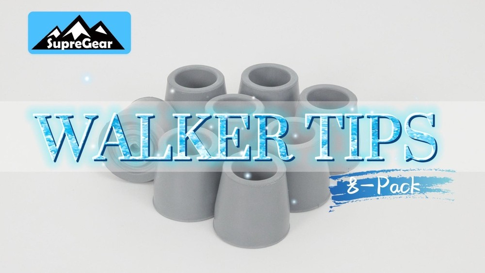 Heavy Duty Rubber Walker Tips - 8 Pcs 1" Replacement Feet for Walkers, Commodes