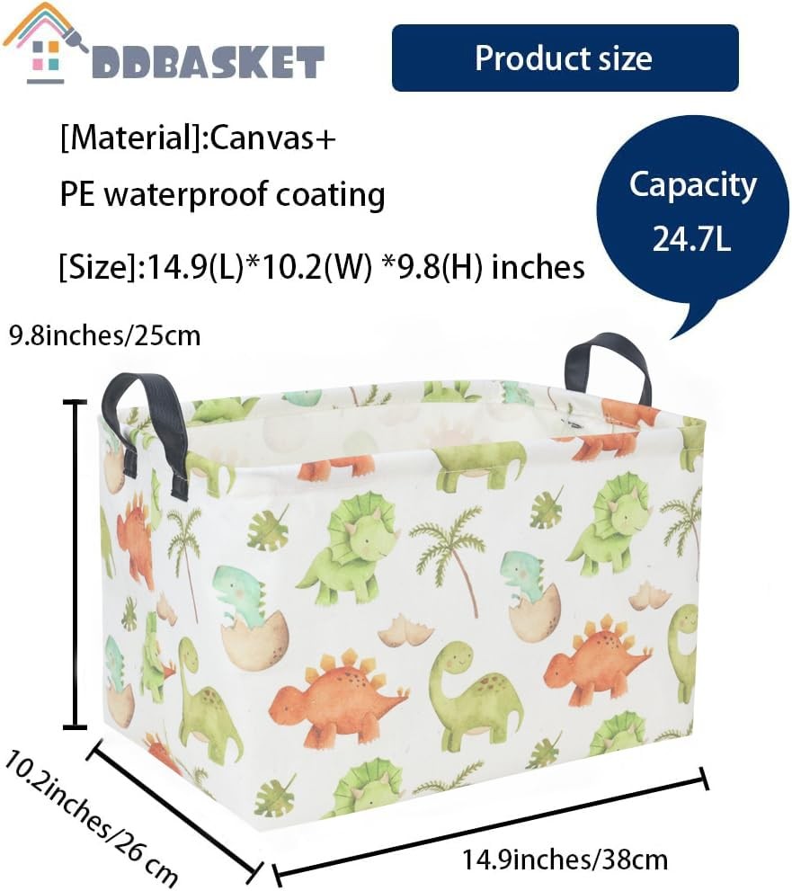 DDBASKET Dinosaur Baskets Kids Storage Basket Baby Gift Basket Rectangular Cu...