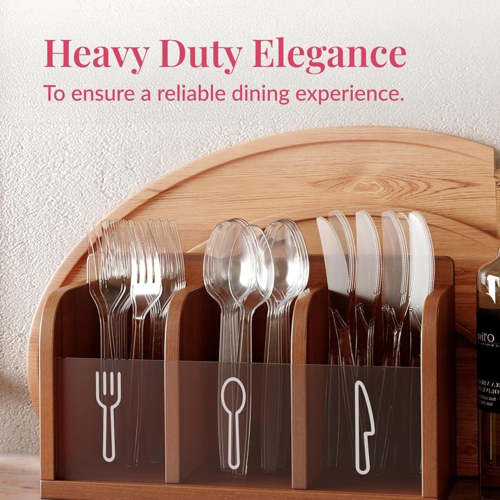 Prestee 100 Pack Plastic Silverware Knives - Heavy Duty, Clear (100)