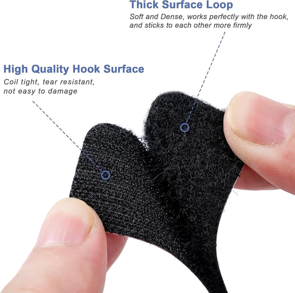 20× Heavy Duty Hook & Loop Adhesive Strips Sticky Back Fastener 4'' Double-Sided