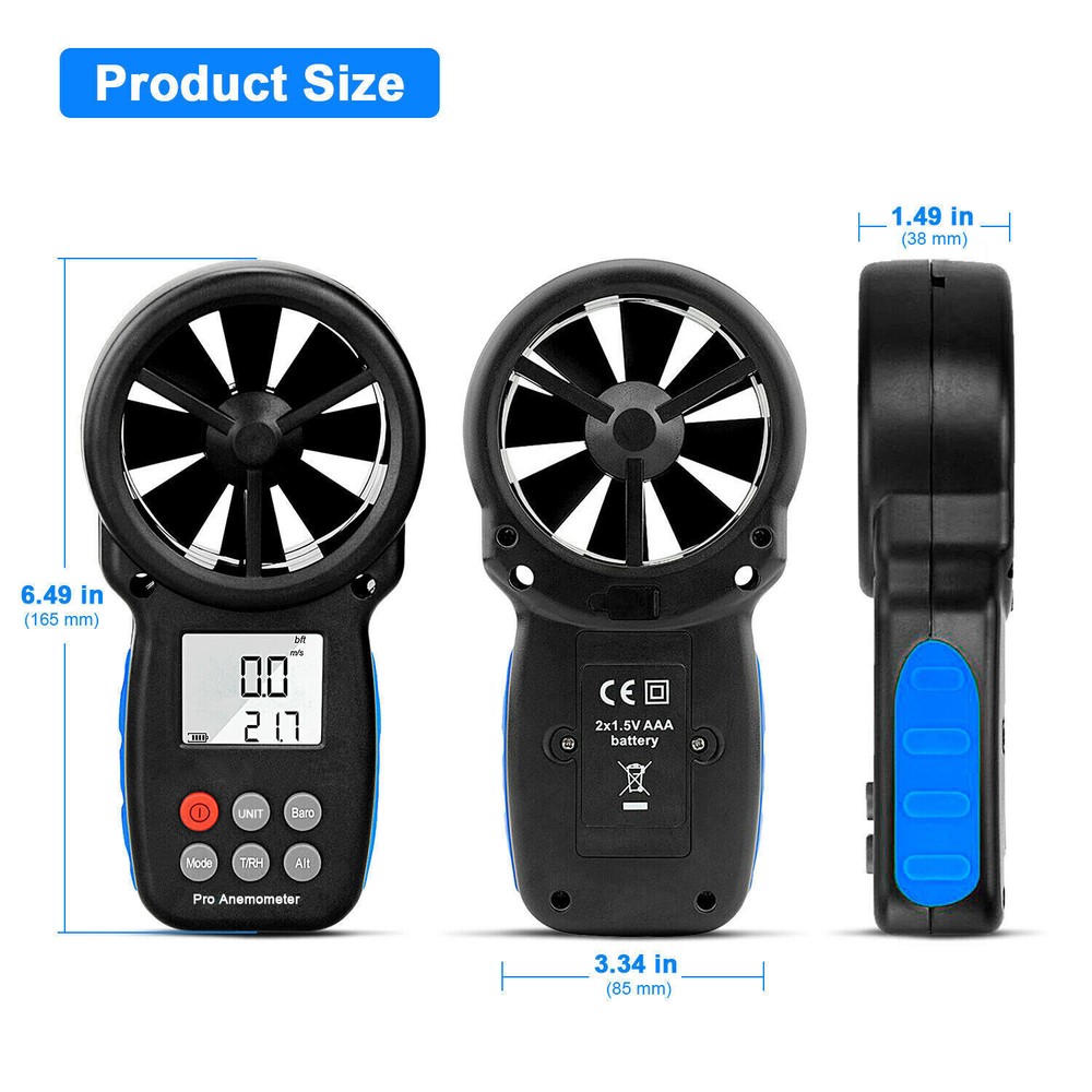 Digital Handheld Wind Speed Meter Anemometer Bluetooth Wind Chill Gauge