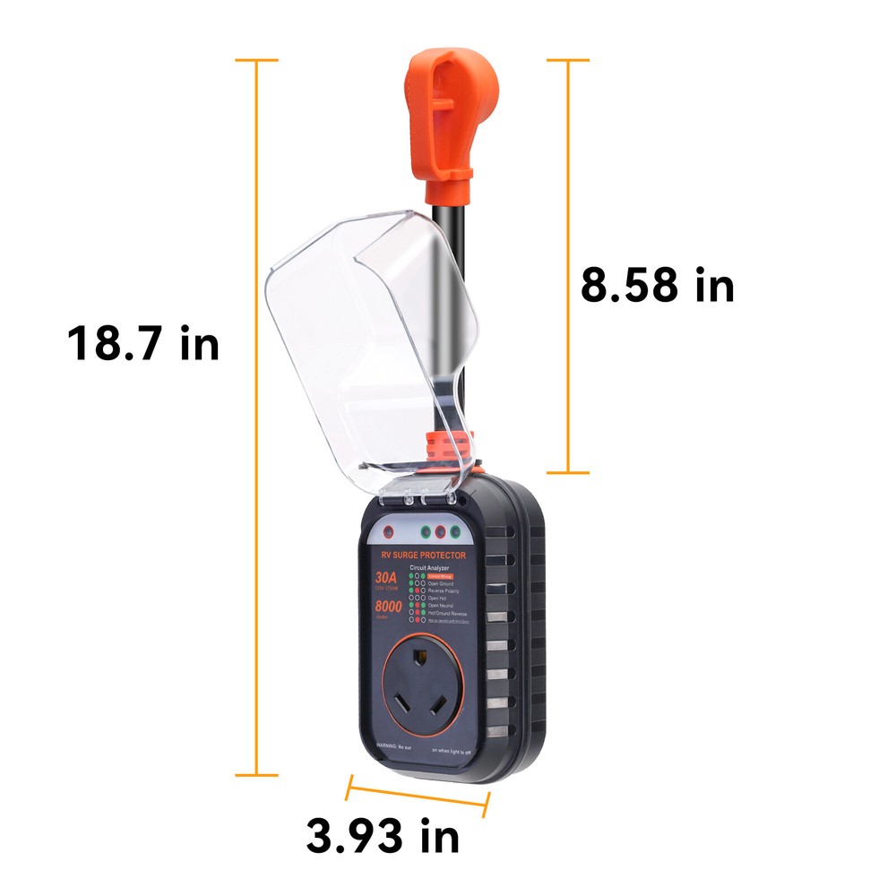 RV Surge Protector 30 Amp /RV Circuit Analyzer (8000 J) With LED Indicator Light