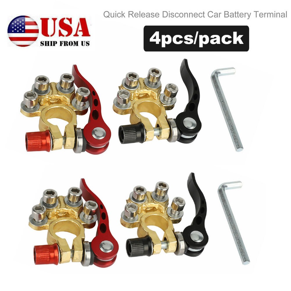 4 Pcs Car Battery Terminals Connector Clamp Quick Release Adjust Disconnect Tool
