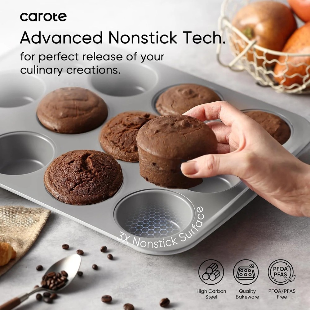 CAROTE 7-Piece Nonstick Stackable Baking Pans Set - Bakeware Sets Including Cook