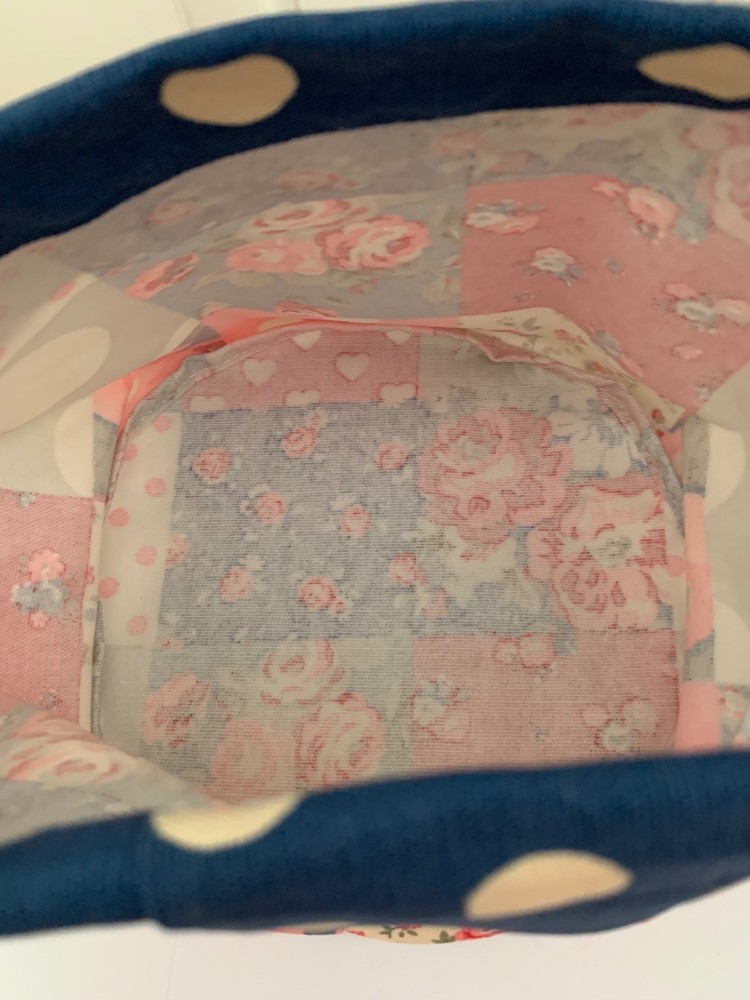 Cath Kidston folding fabric basket patchwork cottage roses NWOT