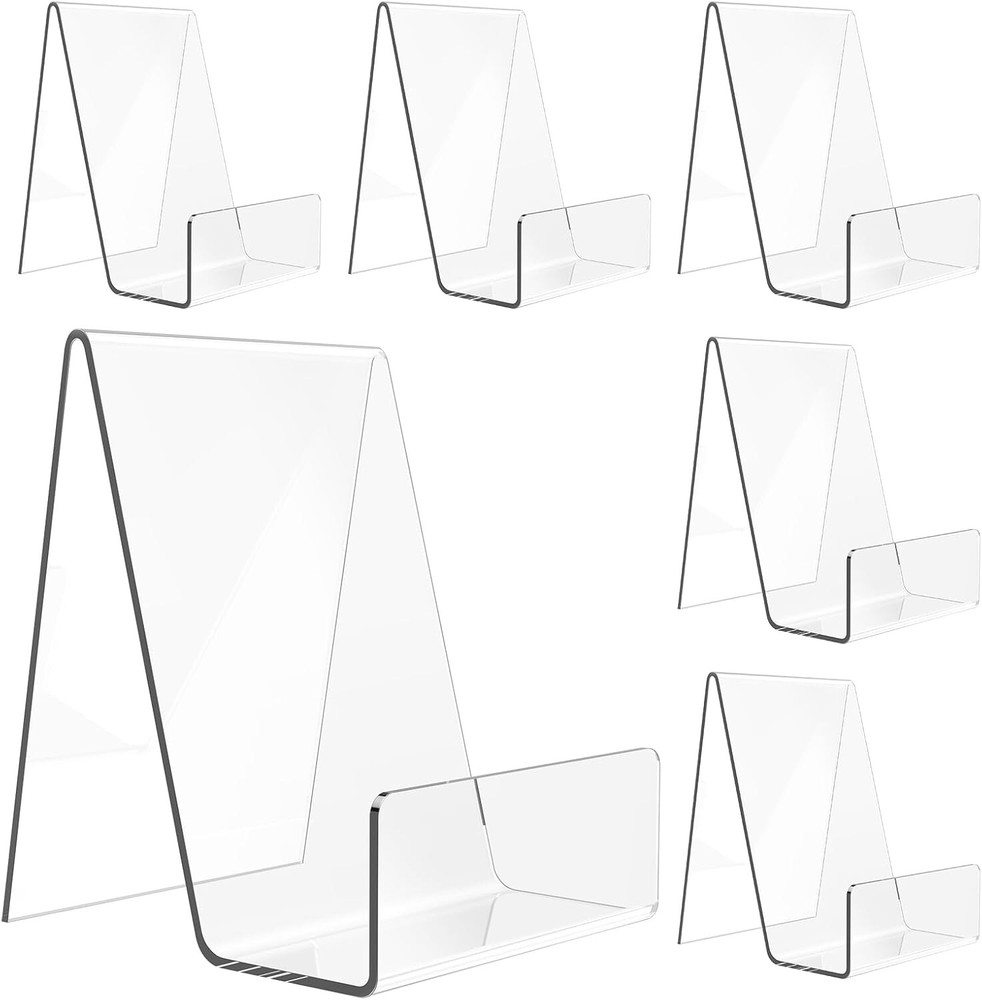 6 Pack Acrylic Book Stand, Clear Easel Stand for Display, Book Display Holder