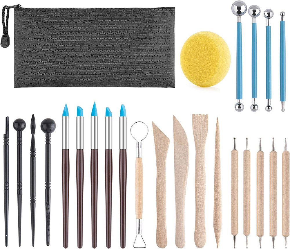 25PCS Clay Tools Kit, Polymer Sculpting Tools Set for Pottery, Carving, Molding