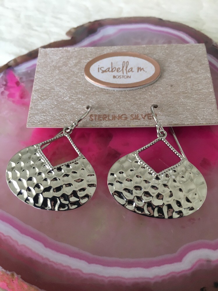Isabella M Boston Hammered Sterling Silver Earrings Retail $49