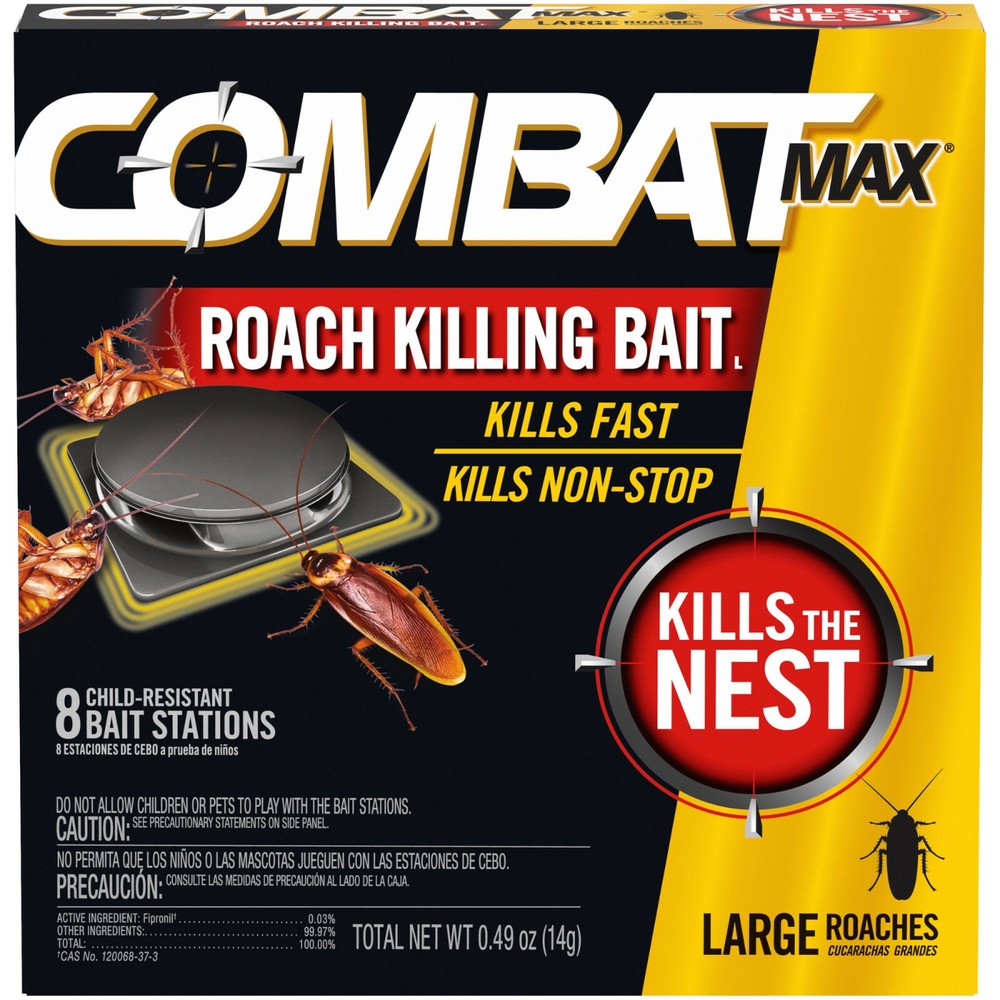Combat 8 ROACH KILLING BAIT STATIONS for LARGE ROACHES Kills the Nest Kills-Fast