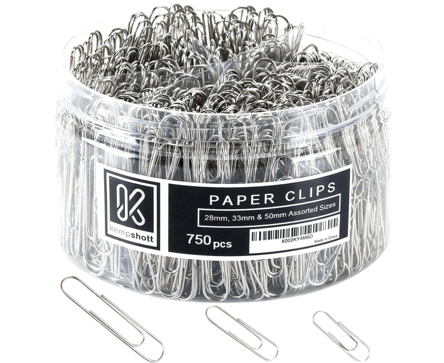 750 Paper Clips Assorted Sizes Small, Medium and Large Sizes, Silver