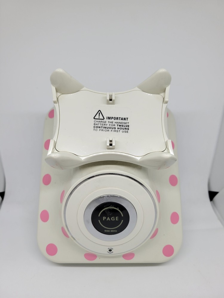 Pottery Barn Grand Cordless Phone Pink Polka-dot *Untested