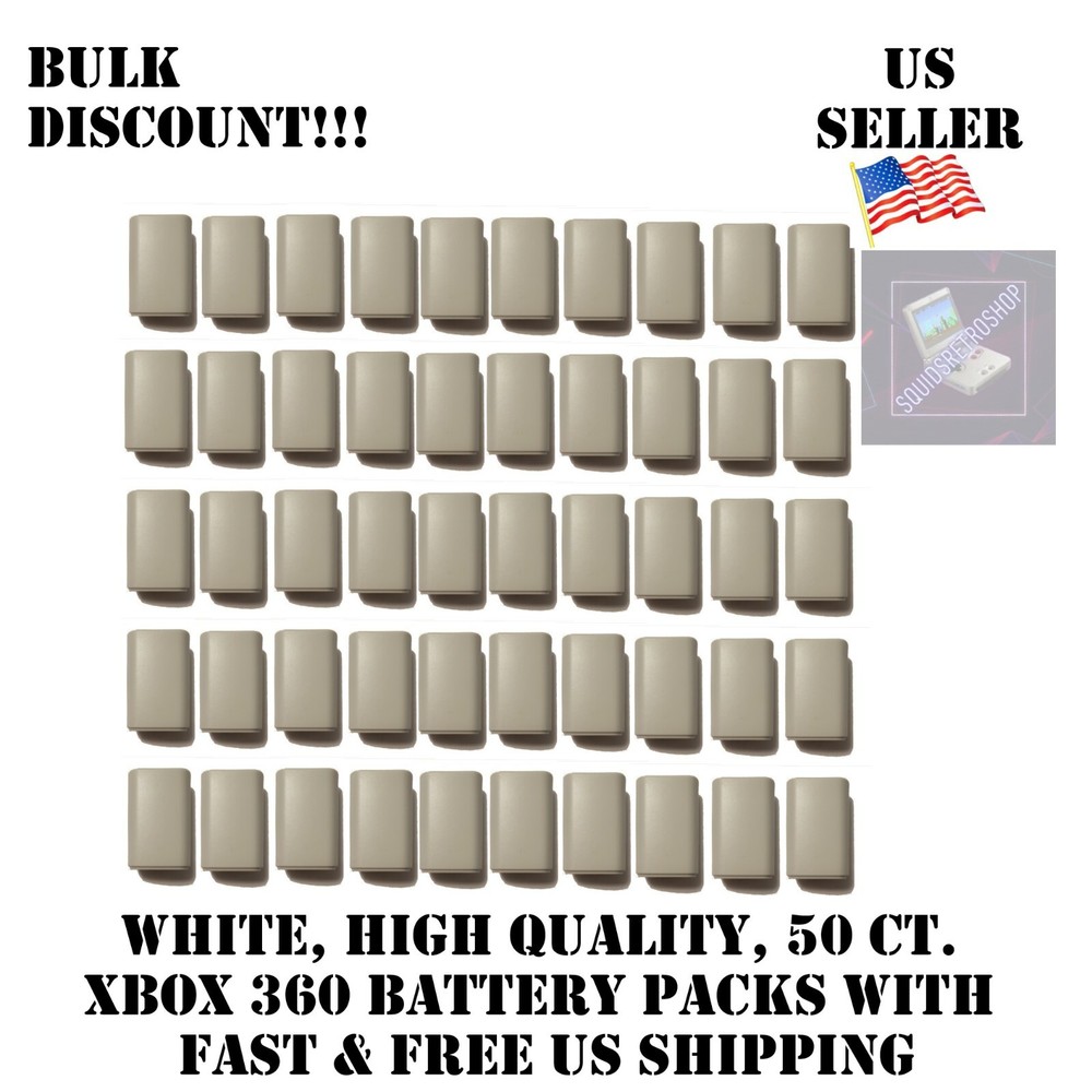 50x White Battery Replacement for Xbox 360 Controller Case, Shell, Pack Cover US