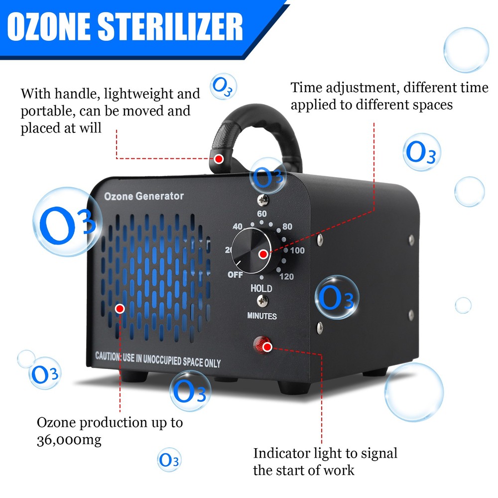 36000mg/h Ozone Generator Machine Air Purifier Ionizer Ozonator Timer for Home