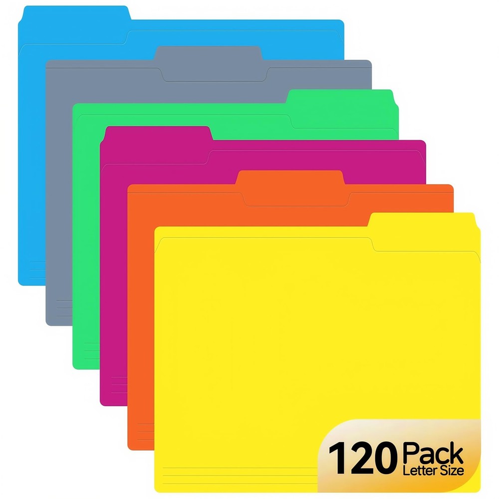Colored File Folders Letter Size 120 Pack