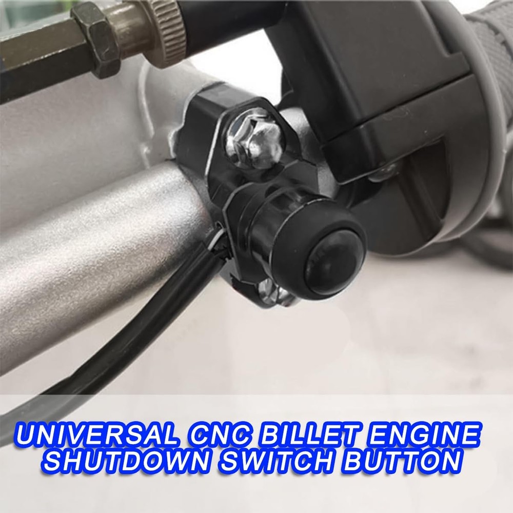 Bittwee CNC Universal Motorcycle Engine Stop Start Kill Switch Button, Black