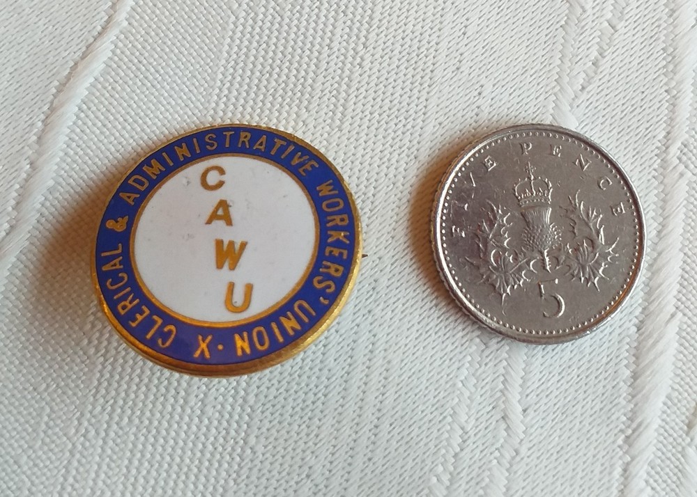 Clerical & Administrative Workers' Union (CAWU) enamel badge