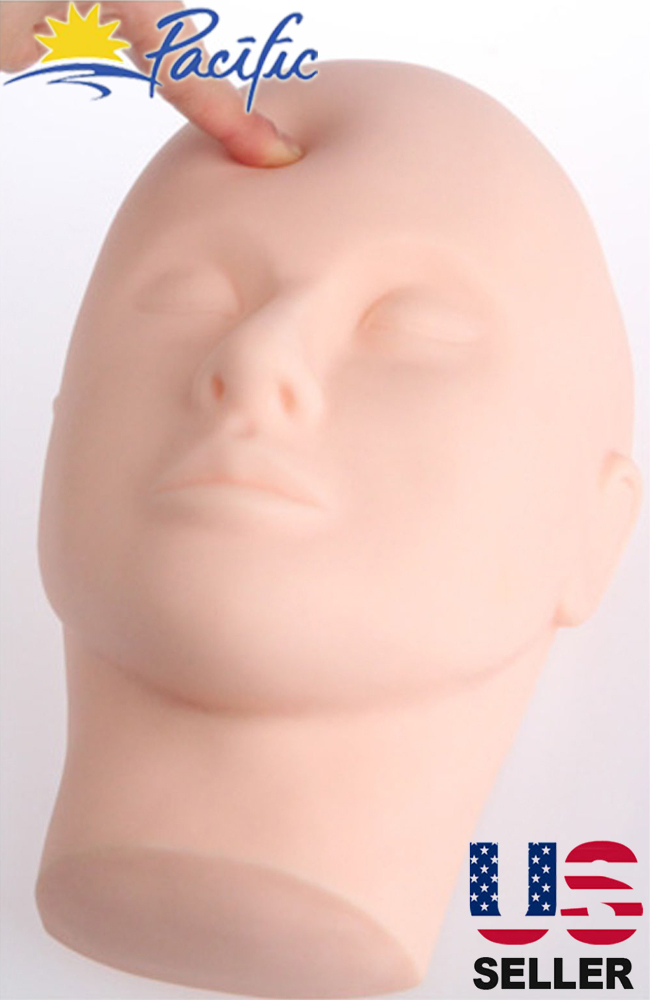 Training Mannequin Head Soft Rubber Practice Makeup Massage FREE 3 EYELASHES