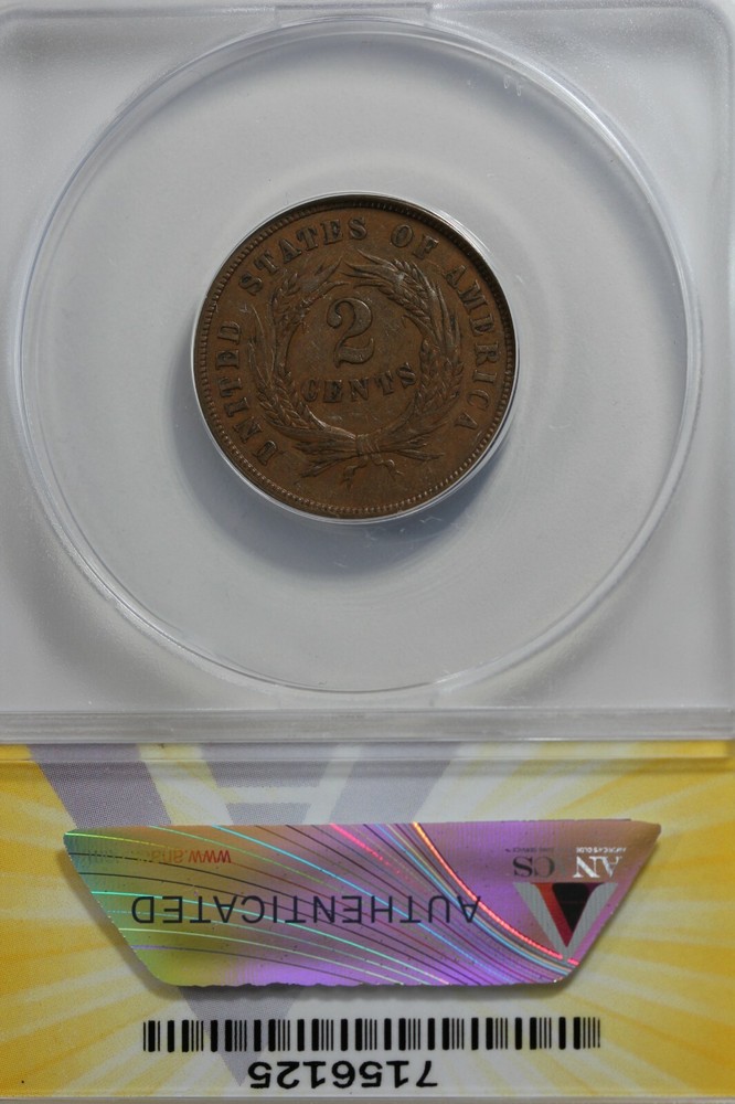1868 .02 ANACS EF 45 Two-cent piece, 2c, Shield Coin