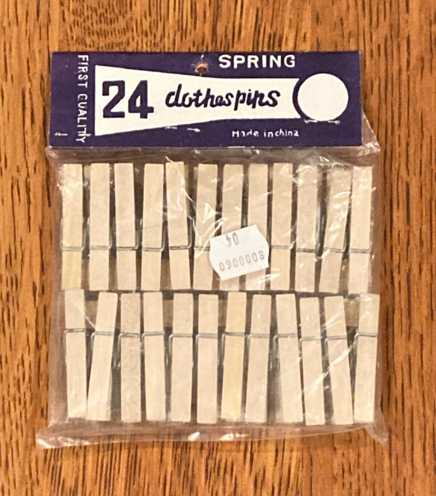 Vintage Mini Spring Wood Clothespins (24 pcs) First Quality