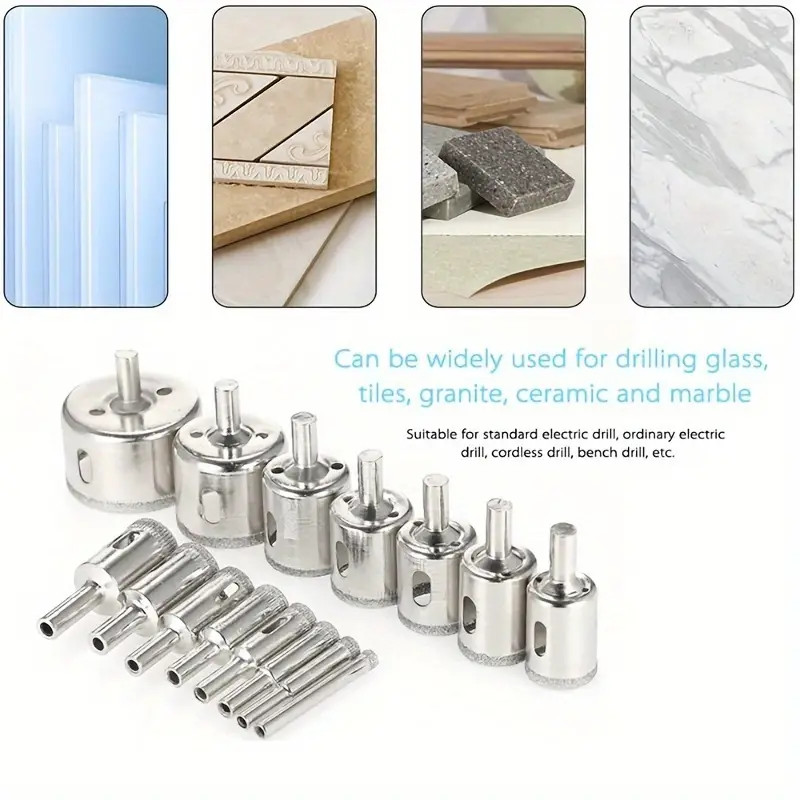 Diamond Hole Saw Kit 17PCS Tile Drill Bits Sets with Double Suction Cups Hole