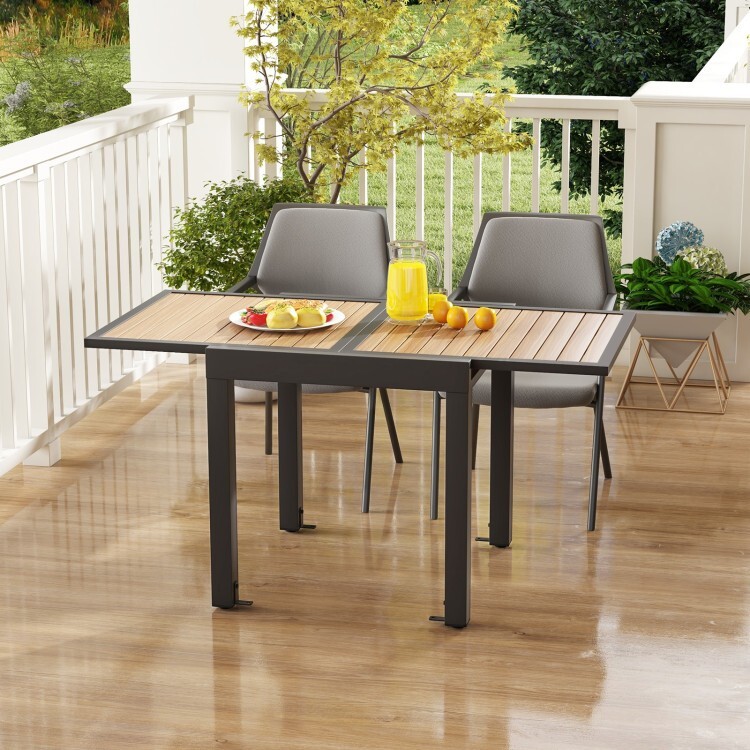 31.5-63" Patio Outdoor Dining Table Rectangular Extendable Table for 4-6 People