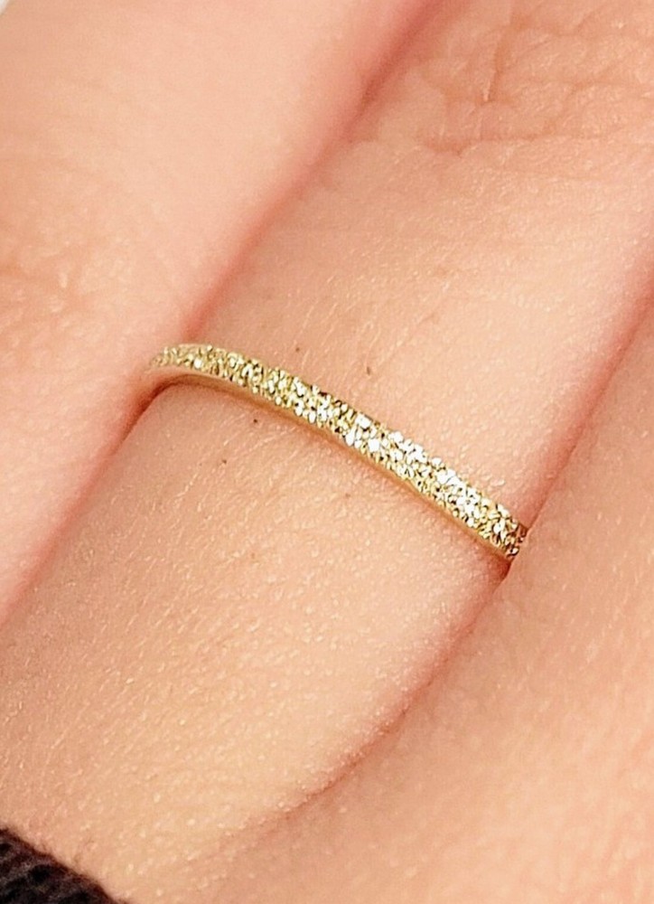 Stardust Eternity Band, 14k Solid Gold Ring, Textured Gold Band, 1mm Midi Ring