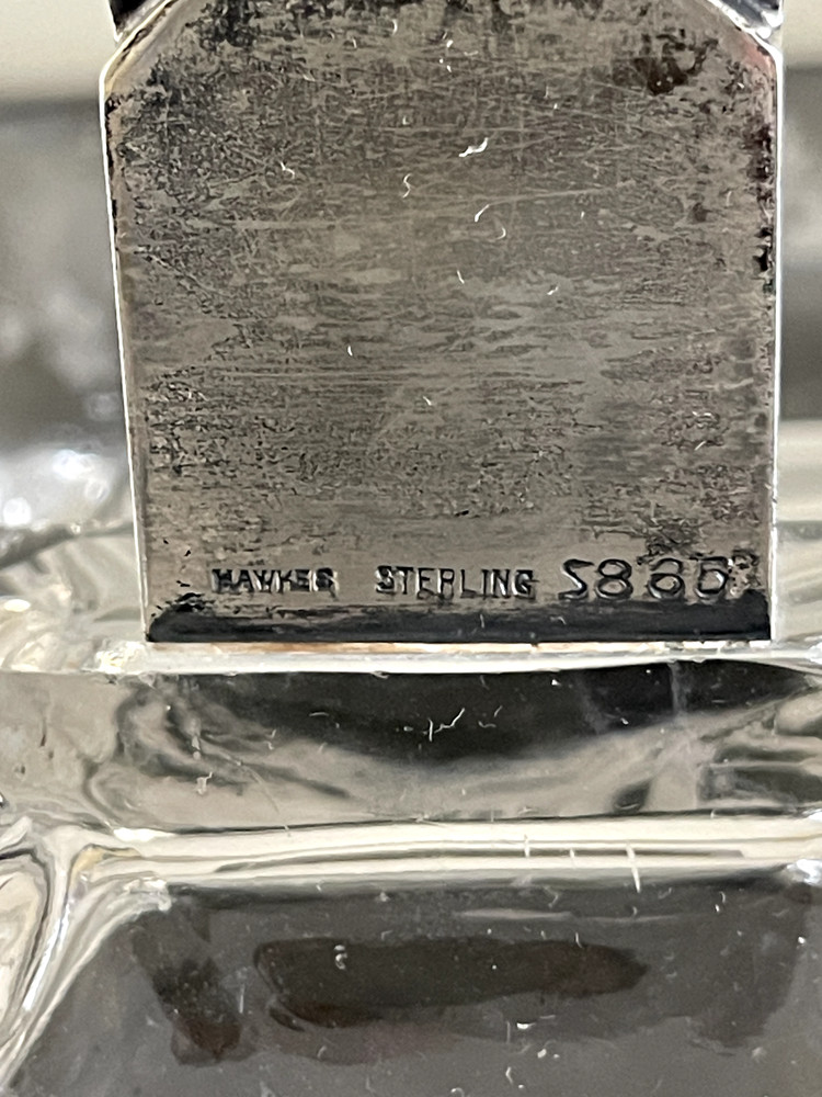 Antique Hawkes Crystal and Sterling Silver Handle Divided Dish