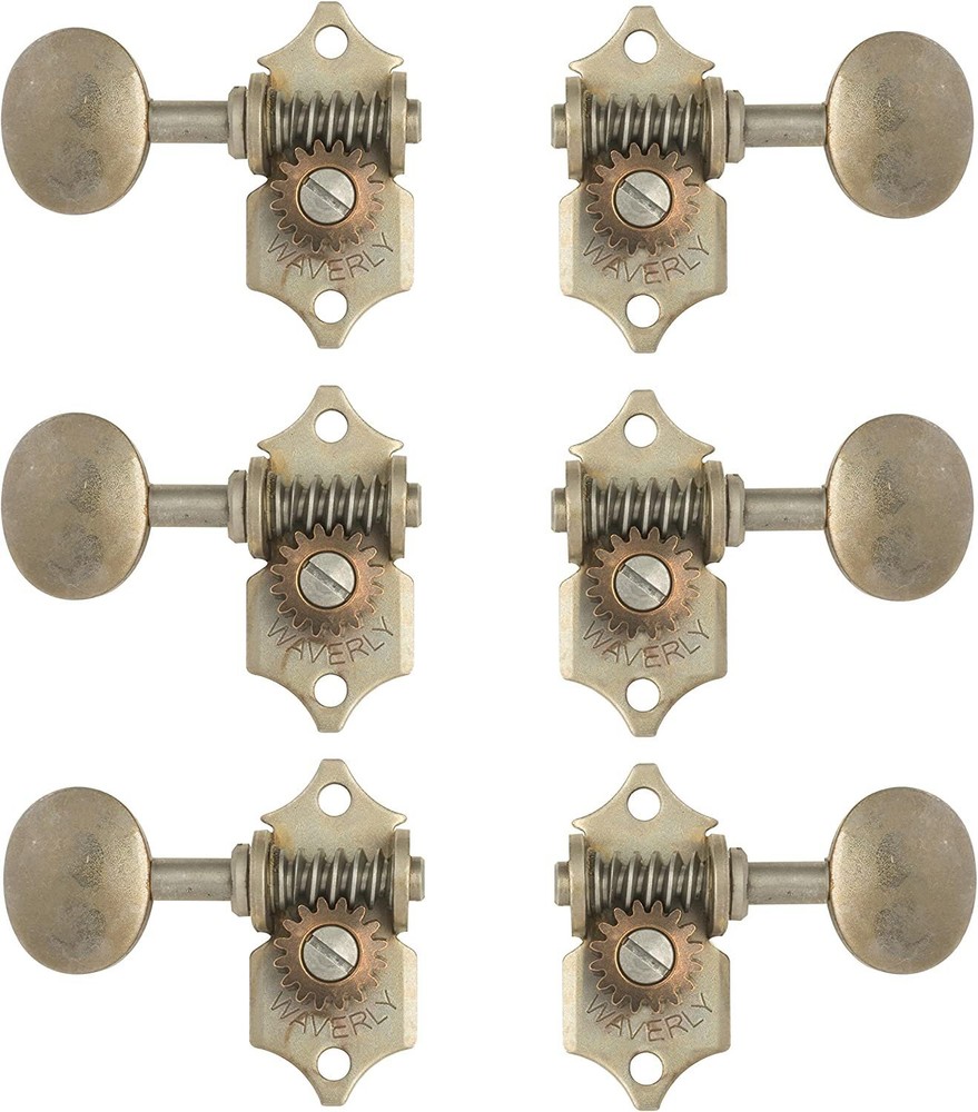 Waverly Guitar Tuners with Vintage Oval Knobs, for Solid Pegheads, Relic...