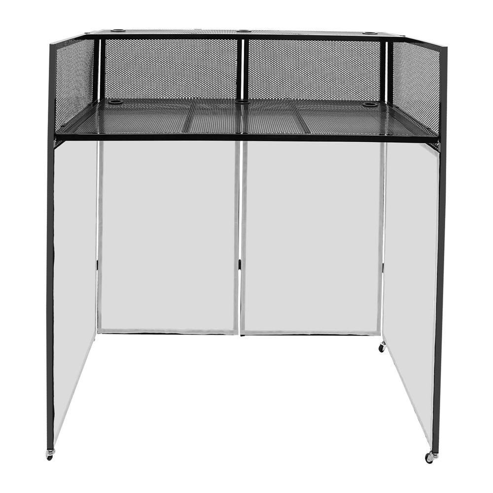 Foldable DJ Booth Stand DJ Booth Facade Table DJ Controller Stand with Casters