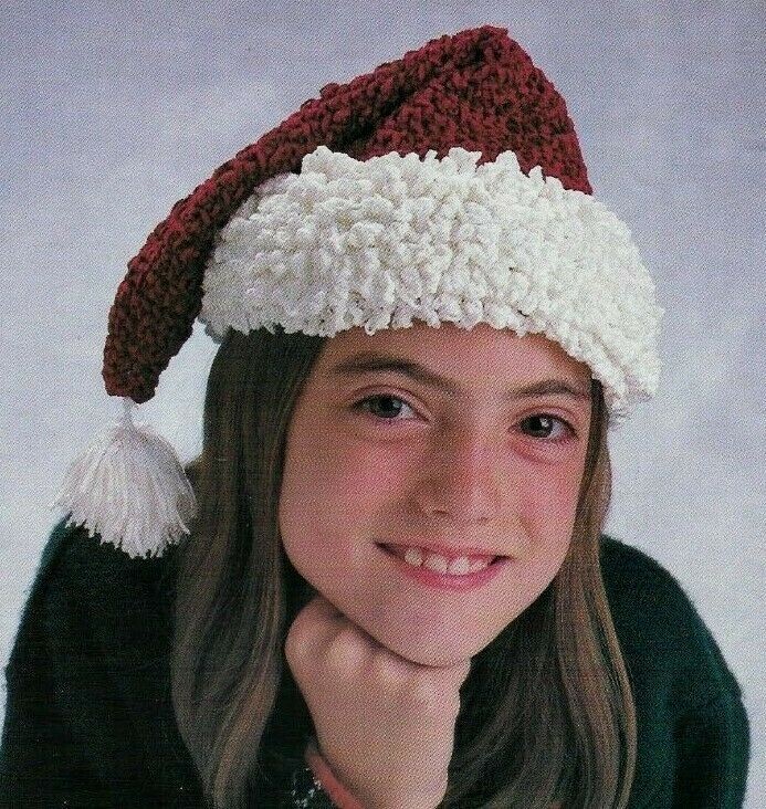 CHENILLE SANTA HAT CHRISTMAS DIGEST SIZE CROCHET PATTERN INSTRUCTIONS