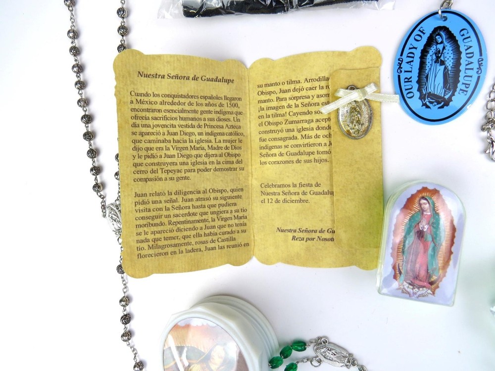 Catholic Guadalupe Bundle – Keychains, Bracelet, Scapular, Rosary, 17 items