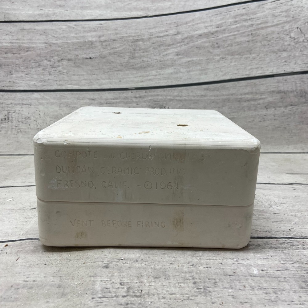 Vintage 1964 Duncan Ceramic Casting Mold Compote With Cherub #153