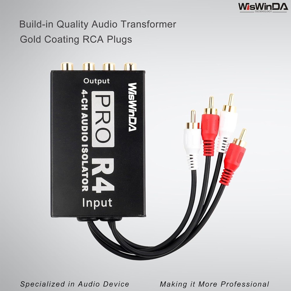 Pro 4Channels RCA Noise Filter Hum Eliminator Ground Loop Isolator No Affect ...