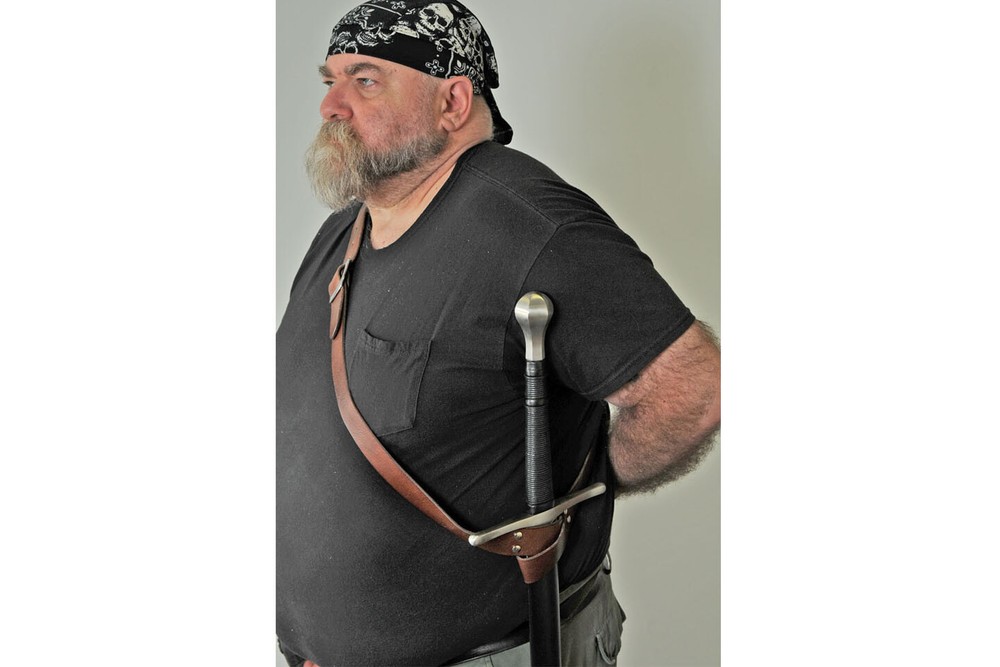Adjustable Shoulder Belt Harness for Medieval/Samurai Swords - Black Leather