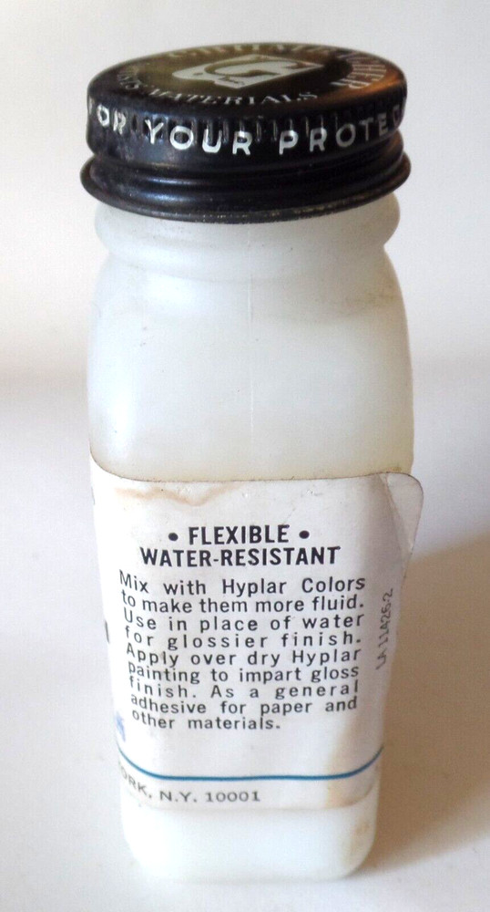 Vintage HYPLAR GLOSS MEDIUM & VARNISH Plastic Bottle & Lid