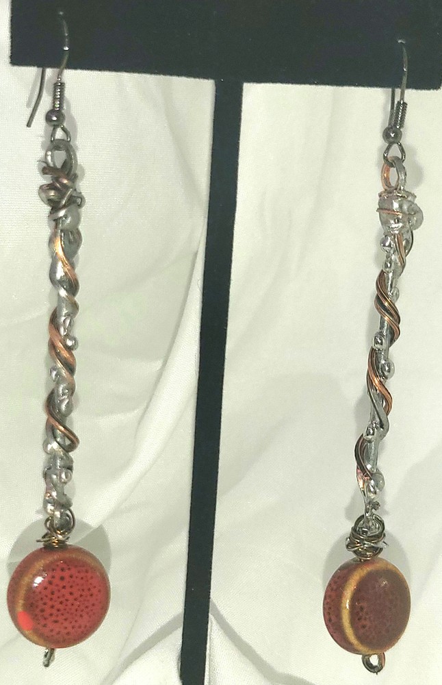 Ceramic & Copper Wire Dangle Earrings