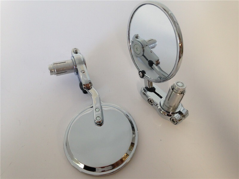 Pair Chrome Foldable Universal Motorcycle Round 7/8" Handle Bar End Side Mirrors