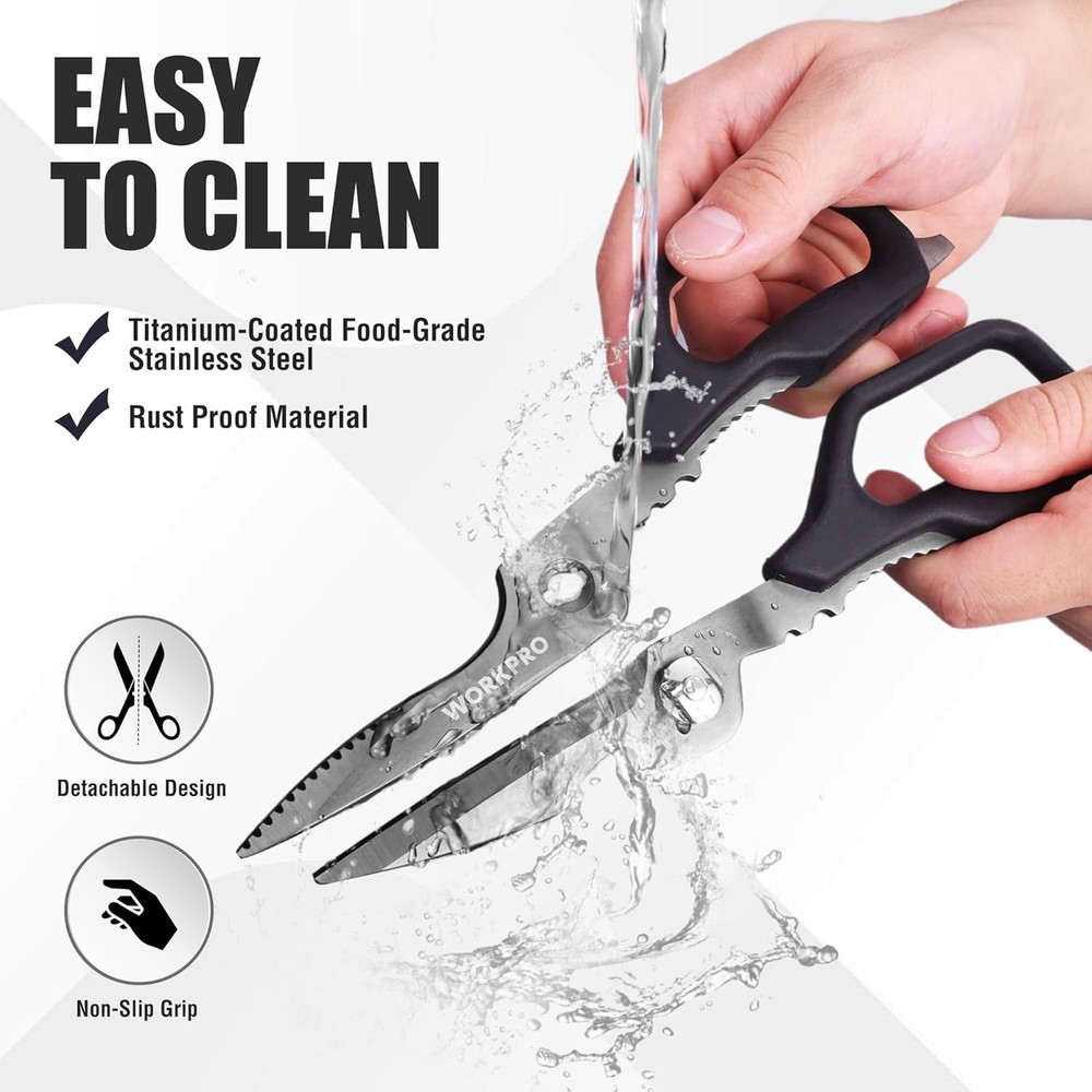 WORKPRO Heavy Duty Kitchen Scissors All Purpose Kitchen Shears Detachable Blades