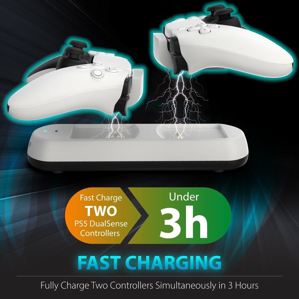 PS5 DualSense Controller Fast Charging Station Dock Stand USB Cable Charger Base