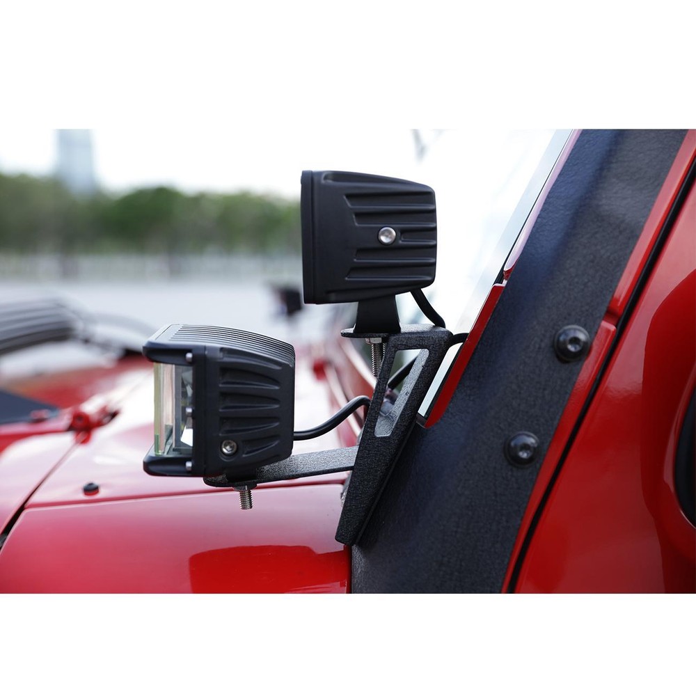 For 2007-2017 Jeep Wrangler JK 2PC double-deck A-Pillar LED Light Mount Bracket