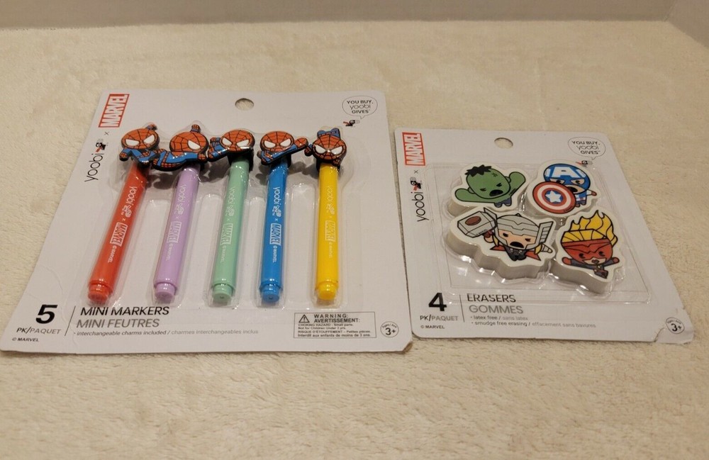 Yoobi marvel Erasers & Superman Mini Markers