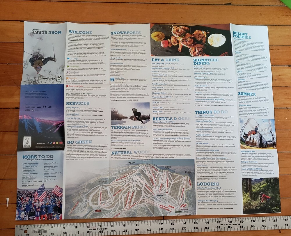 2018/19 KILLINGTON, VT SKI TRAIL MAP NEVER USED CONDITION
