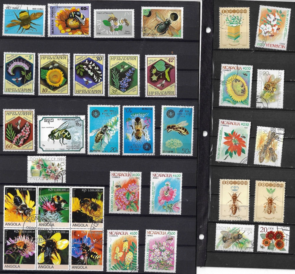 35 All Different BEES & BEE KEEPING  ON   STAMPS (INSECTS)
